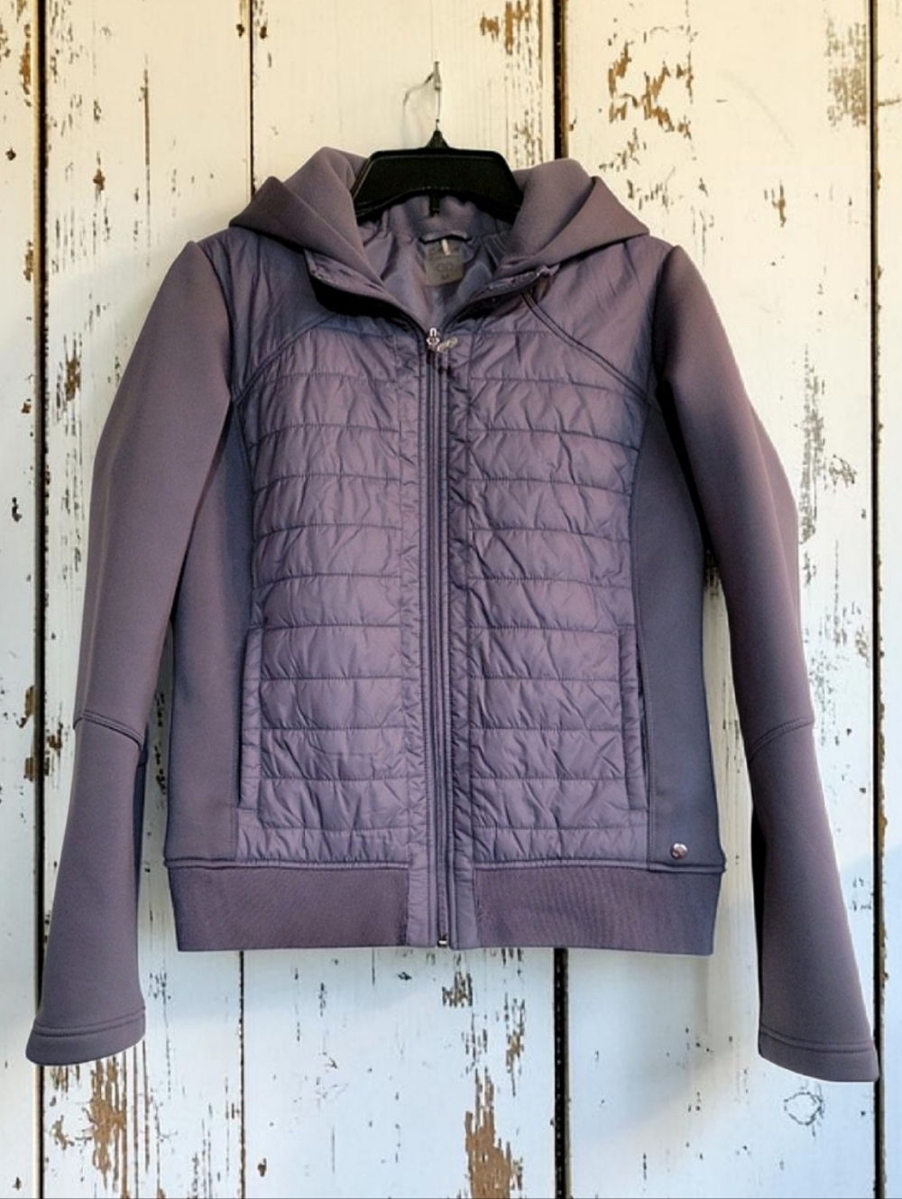 CALIA by Carrie Underwood Moto Hybrid Jacket M Purple Cadet EUC Primaloft